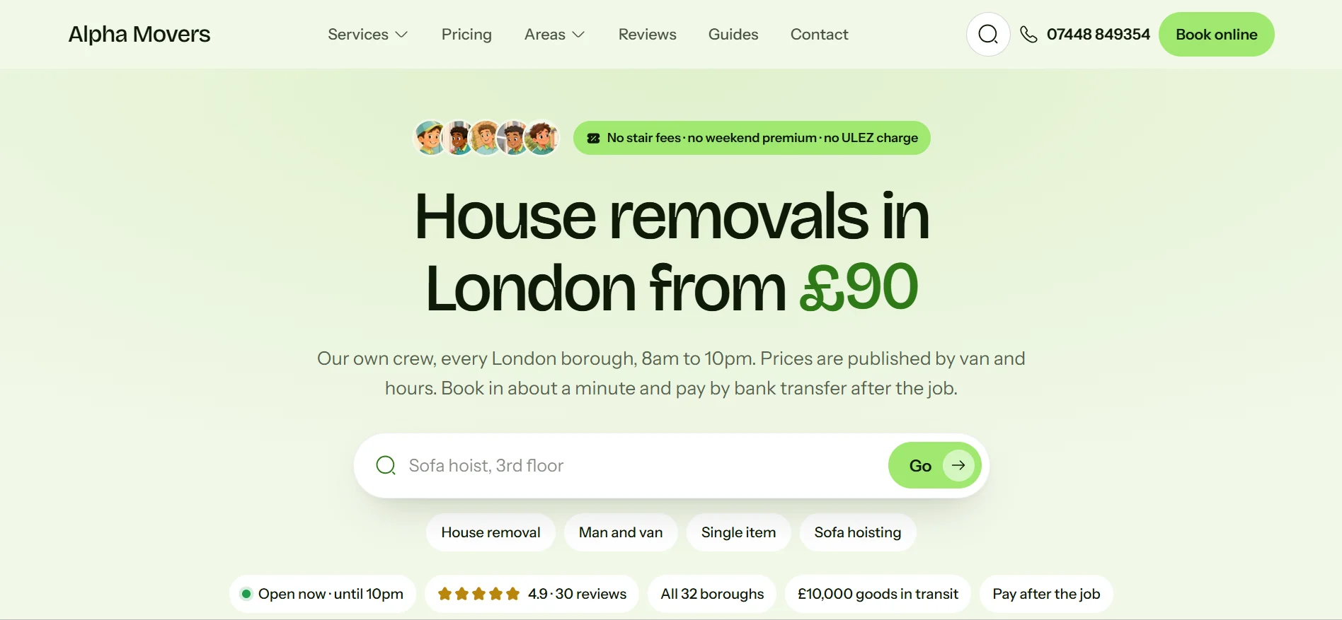 Alpha Movers homepage built by Jadeed Solutions