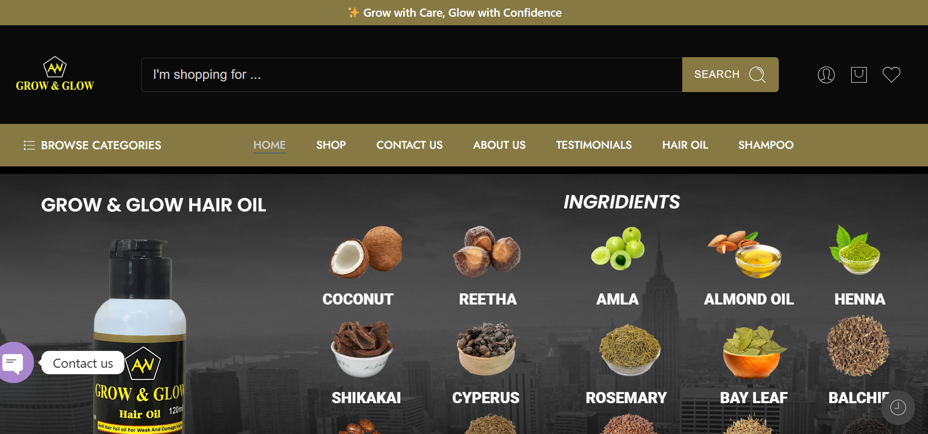 Grow and Glow eCommerce Website